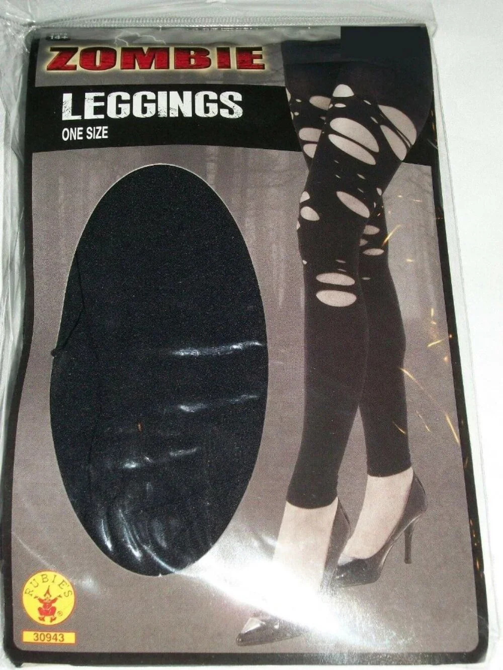 Halloween Costume Black Zombie Ripped Slasher Leggings Tights Holes